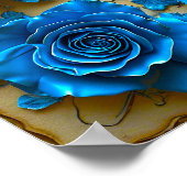 💙 Blauwe 3D Rozen Elegante Bloem Moderne Fantasie Poster (Hoek)
