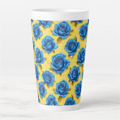Blauwe 3d rozen latte mok (Voorkant)