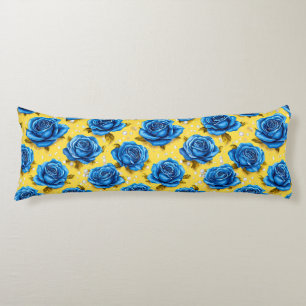 Blauwe 3d rozen lichaamskussen