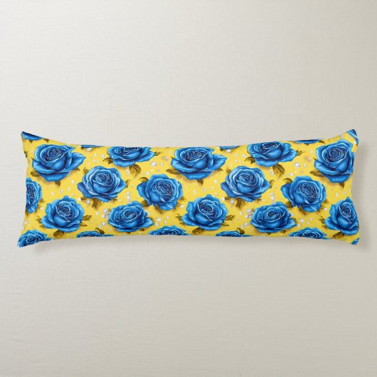 Blauwe 3d rozen lichaamskussen (Voorkant)