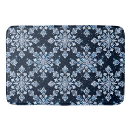 Blauwe 3D-sneeuwvlokken Badmat