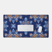 Blauwe 3D-sneeuwvlokken Bureaumat (Keyboard & Muis)