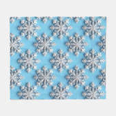 Blauwe 3D-sneeuwvlokken Fleece Deken (Voorkant (Horizontaal))
