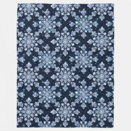 Blauwe 3D-sneeuwvlokken Fleece Deken