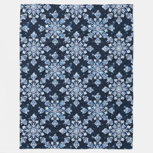 Blauwe 3D-sneeuwvlokken Fleece Deken (Voorkant)