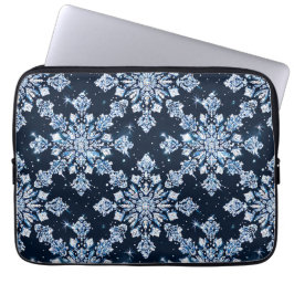 Blauwe 3D-sneeuwvlokken Laptop Sleeve