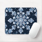Blauwe 3D-sneeuwvlokken Muismat (Met muis)