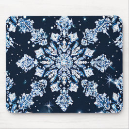 Blauwe 3D-sneeuwvlokken Muismat