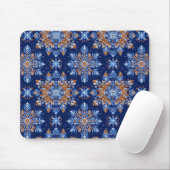 Blauwe 3D-sneeuwvlokken Muismat (Met muis)