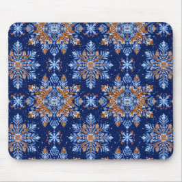 Blauwe 3D-sneeuwvlokken Muismat