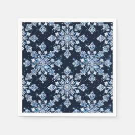 Blauwe 3D-sneeuwvlokken Servet