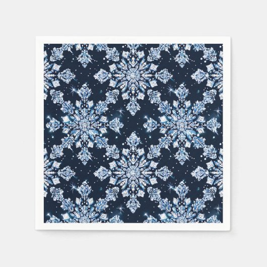 Blauwe 3D-sneeuwvlokken Servet (Voorkant)