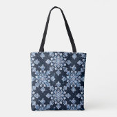 Blauwe 3D-sneeuwvlokken Tote Bag (Achterkant)