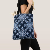 Blauwe 3D-sneeuwvlokken Tote Bag (Dichtbij)