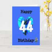 Blauwe 44e verjaardag kaart (Gele Bloem)