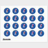 Blauwe 4 juli kabouter onafhankelijkheidsdag favor ronde sticker (Vel)