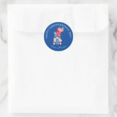 Blauwe 4 juli kabouter onafhankelijkheidsdag favor ronde sticker (Tas)