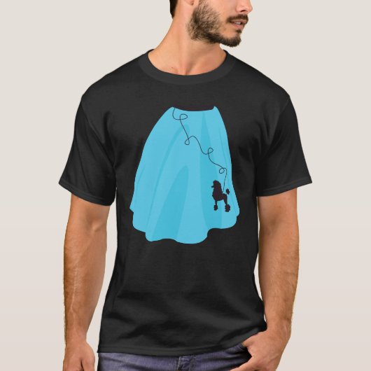 Blauwe 50s poedelrok t-shirt (Voorkant)