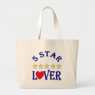 Blauwe 5 sterren minnaar grote tote bag