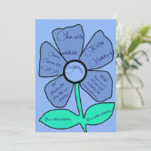 Blauwe 60ste verjaardag Eenvoudige Doodle Flower Kaart (Staand voorkant)