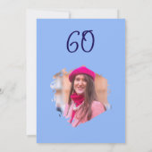 Blauwe 60ste verjaardag Eenvoudige Doodle Flower Kaart (Achterkant)