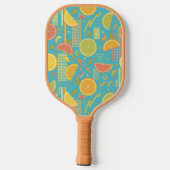 Blauwe 80’s citrusvruchten plakjes pickleball paddle (Achterkant)