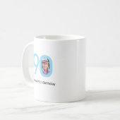 Blauwe 90ste verjaardag aangepaste foto koffiemok (Voorkant links)