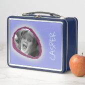 Blauwe aangepaste foto en naam (In situ)