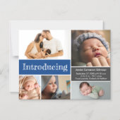 Blauwe Aangepaste foto's introduceren Baby jongen Magnetische Uitnodiging (Voorkant)