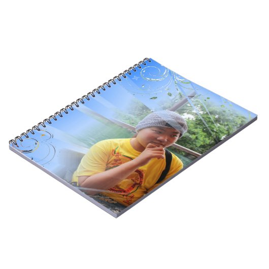 blauwe, aangepaste laptop notitieboek (Linkerzijde)