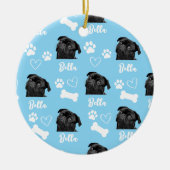 Blauwe aangepaste liefde pootafdruk hond liefhebbe keramisch ornament (Voorkant)