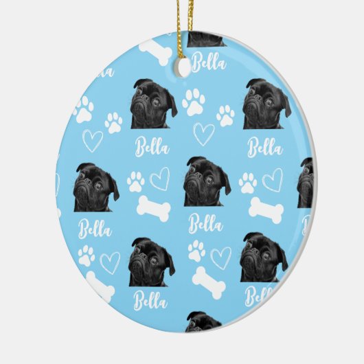 Blauwe aangepaste liefde pootafdruk hond liefhebbe keramisch ornament (Links)