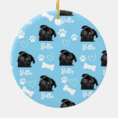 Blauwe aangepaste liefde pootafdruk hond liefhebbe keramisch ornament (Achterkant)