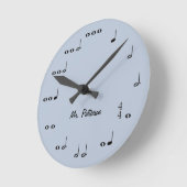 Blauwe aangepaste Muzieknoten Ronde Klok (Hoek)