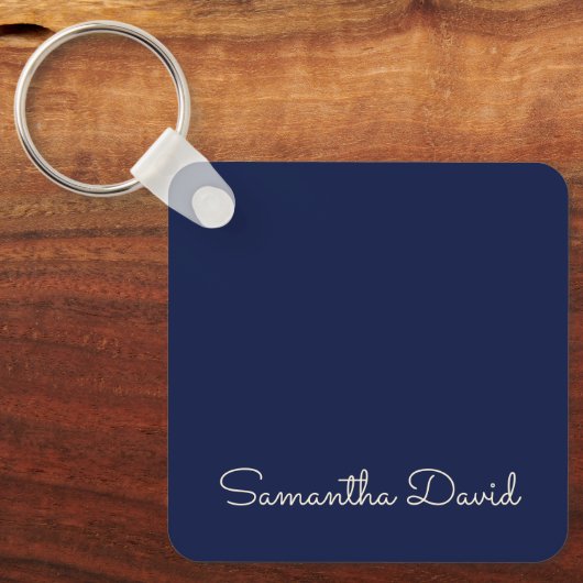 Blauwe aangepaste naam gepersonaliseerd sleutelhanger (Voorkant)