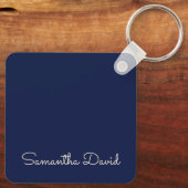 Blauwe aangepaste naam gepersonaliseerd sleutelhanger (Achterkant)