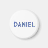 Blauwe aangepaste naam op wit magneet (Voorkant)