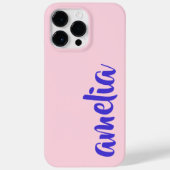 Blauwe aangepaste naam script roze Case-Mate iPhone case (Achterkant)