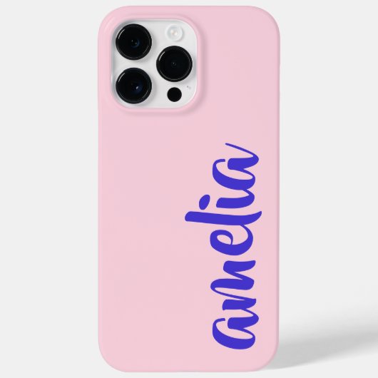 Blauwe aangepaste naam script roze Case-Mate iPhone case (Achterkant)