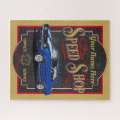 Blauwe aangepaste snelheidshop legpuzzel (Horizontaal)