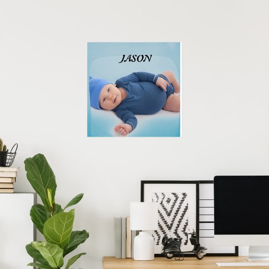 Blauwe, aangepaste, speciaal voor baby's bestemde  poster (Thuiskantoor)