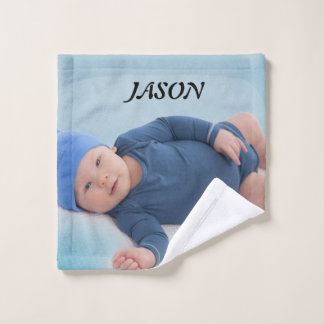 Blauwe, aangepaste, speciaal voor baby's bestemde  washandje