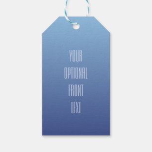 Blauwe aangepaste tekstcadeaulabels voor verloop cadeaulabel