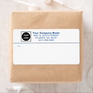 Blauwe Aangepaste Zakelijke Logo Verzendlabels Etiket