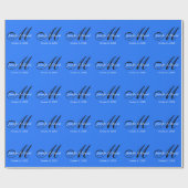 Blauwe Aantrekkelijke Charmante Monogram Bruiloft Cadeaupapier (Vlak)