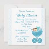 Blauwe Aap Baby Shower Kaart (Achterkant)