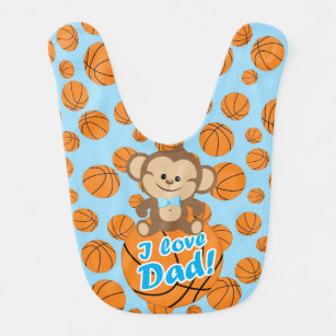 Blauwe aap ik hou van papa Basketball Bib Baby Slabbetje