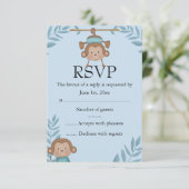 Blauwe Aap RSVP Kaartje (Staand voorkant)