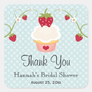 Blauwe Aardbei Cupcake Favor Labels Stickers