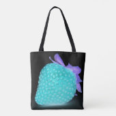 Blauwe aardbei neon cute tote bag (Achterkant)